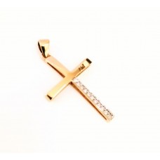 ΓΥΝΑΙΚΕΙΟΣ ΣΤΑΥΡΟΣ ΧΡΥΣΟ (ΚΑΤΩ) ΛΕΥΚΟ (ΠΕΤΡΕΣ ΖΙΡΓΚΟΝ) K14 CRWG78